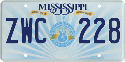 MS license plate ZWC228