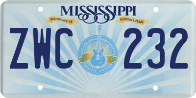 MS license plate ZWC232
