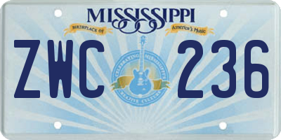 MS license plate ZWC236