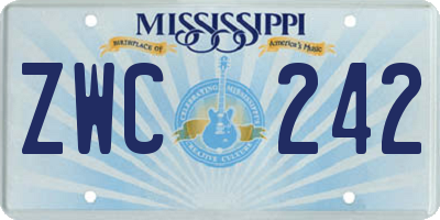 MS license plate ZWC242