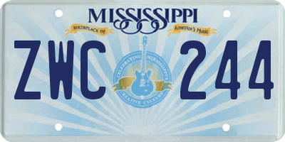 MS license plate ZWC244