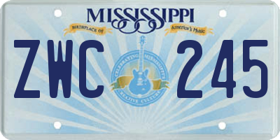 MS license plate ZWC245