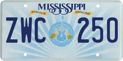 MS license plate ZWC250