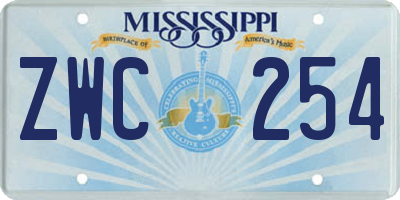 MS license plate ZWC254