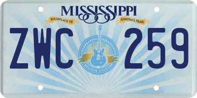 MS license plate ZWC259