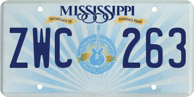 MS license plate ZWC263