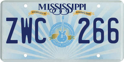 MS license plate ZWC266