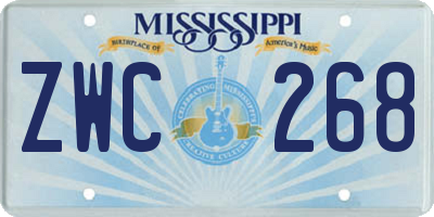 MS license plate ZWC268