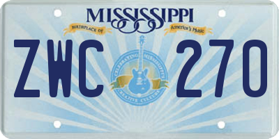 MS license plate ZWC270