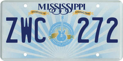 MS license plate ZWC272