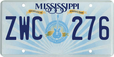 MS license plate ZWC276