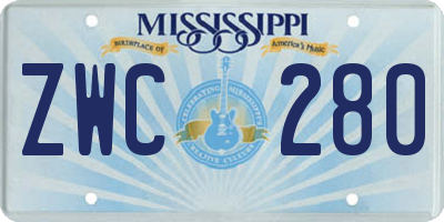 MS license plate ZWC280