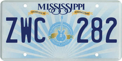 MS license plate ZWC282