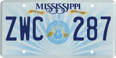 MS license plate ZWC287