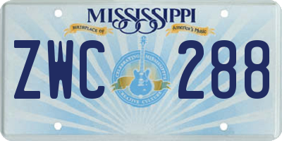MS license plate ZWC288