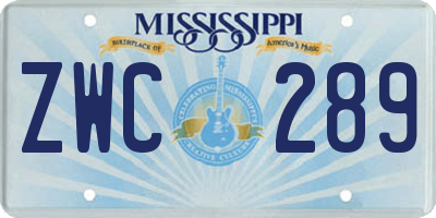 MS license plate ZWC289