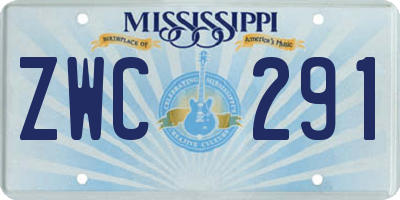 MS license plate ZWC291