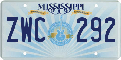MS license plate ZWC292