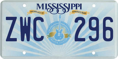 MS license plate ZWC296
