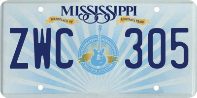 MS license plate ZWC305