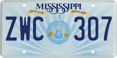MS license plate ZWC307