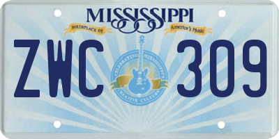 MS license plate ZWC309