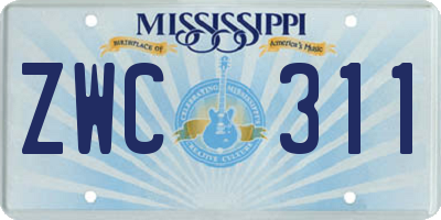 MS license plate ZWC311