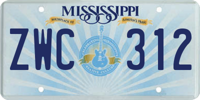 MS license plate ZWC312