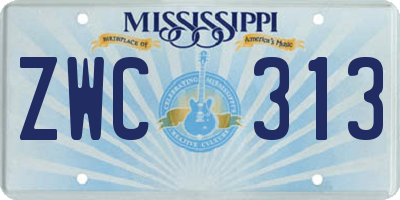 MS license plate ZWC313