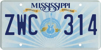 MS license plate ZWC314