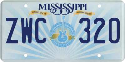 MS license plate ZWC320