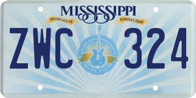 MS license plate ZWC324