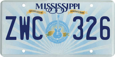 MS license plate ZWC326
