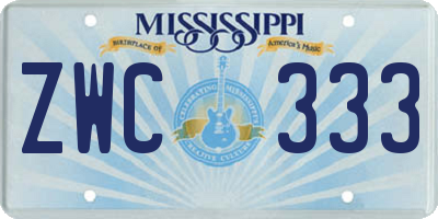 MS license plate ZWC333