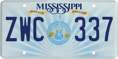 MS license plate ZWC337