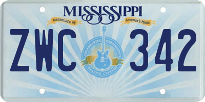 MS license plate ZWC342