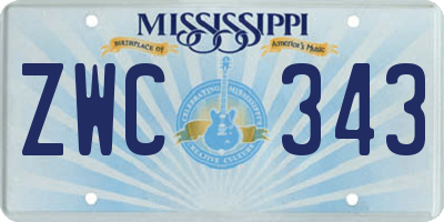MS license plate ZWC343