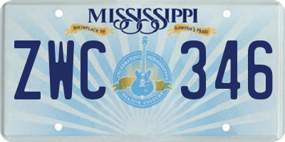 MS license plate ZWC346