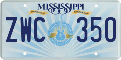 MS license plate ZWC350