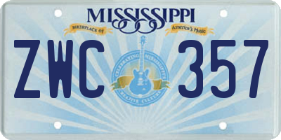 MS license plate ZWC357
