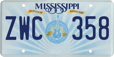 MS license plate ZWC358