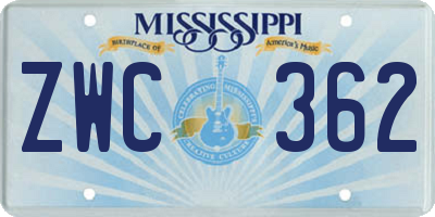 MS license plate ZWC362