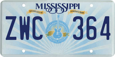 MS license plate ZWC364