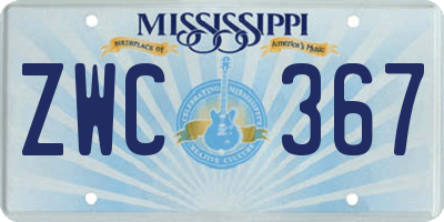 MS license plate ZWC367