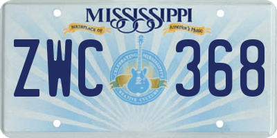 MS license plate ZWC368