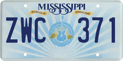 MS license plate ZWC371
