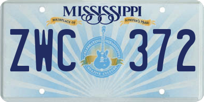 MS license plate ZWC372