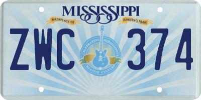 MS license plate ZWC374