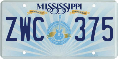 MS license plate ZWC375