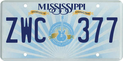 MS license plate ZWC377